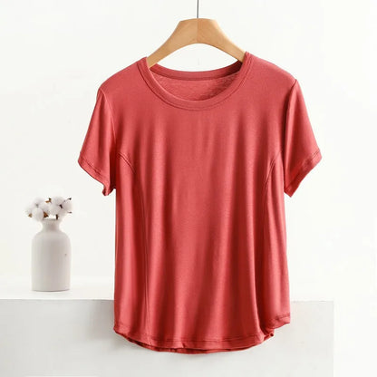XL to 8XL plus size O-Neck Tshirts Women's basic T-shirt solid color half sleeves summer simple Tee Tops Bottoming Tees all mat