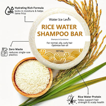 Organic Rice Shampoo Bar – Oil‑Free Rice Water Protein Soap for Hair Growth & Anti‑Loss Nourishing Care (60g)