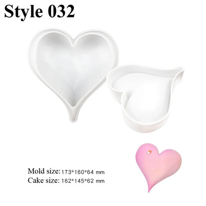 Romantic Heart or Rose Design Silicone Cake Molds Valentine's Day Mousse Cake Mold Kitchen Bakeware Dessert Decorating Tools