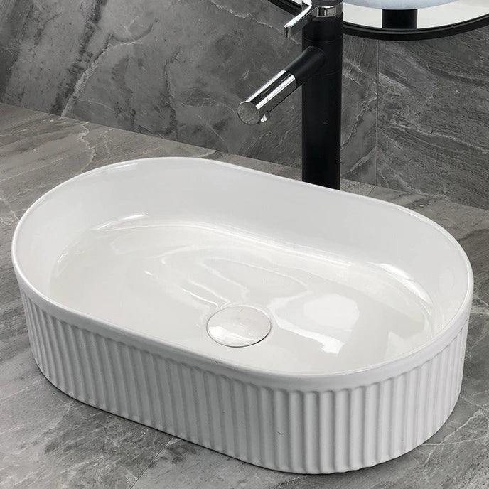 Modern White Round Countertop Wash Basin