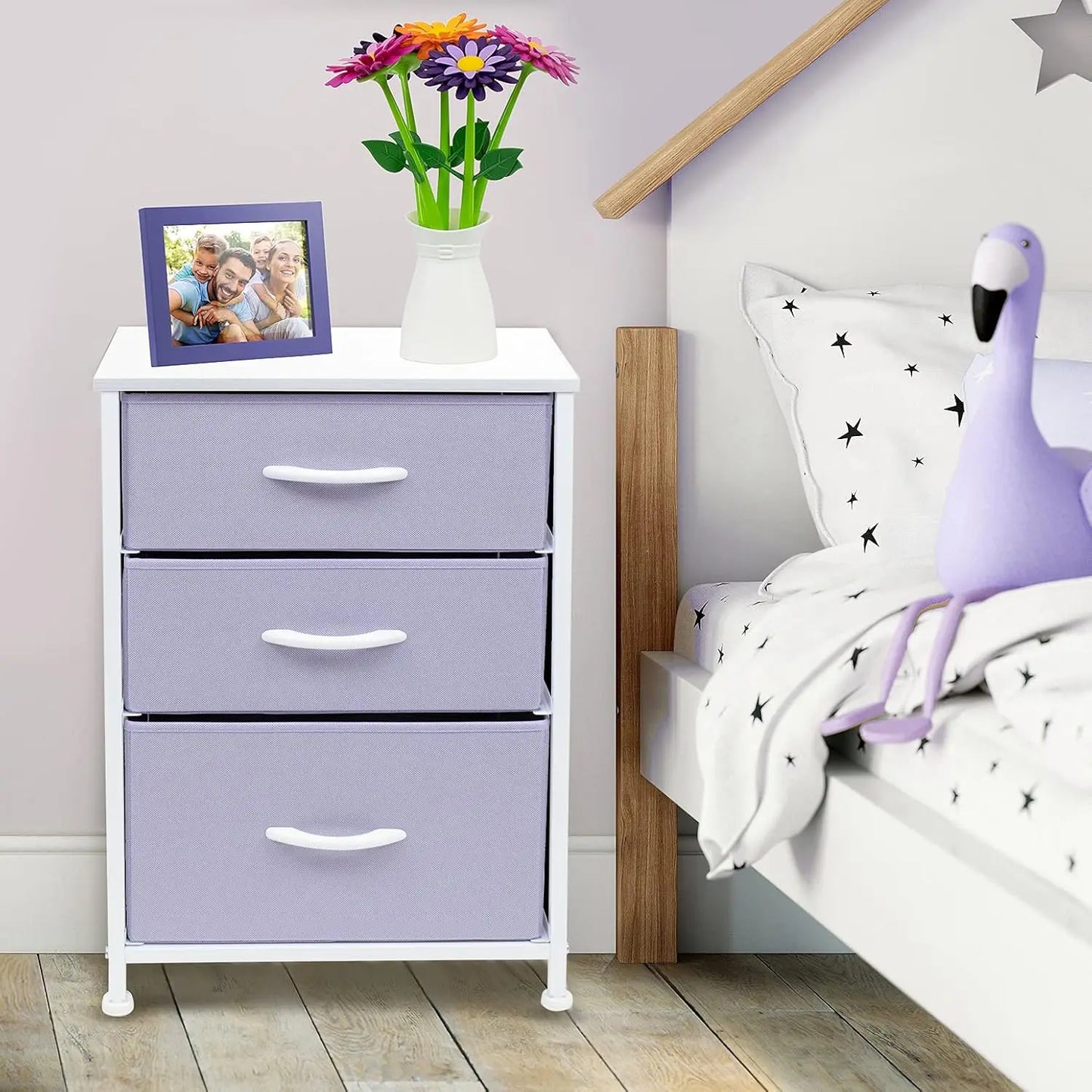 3‑Drawer Nightstand – Bedroom Storage Tower