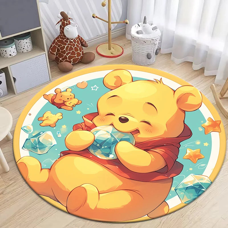 Winnie the Pooh Cute Cartoon Print Round Carpet.Bedroom,Balcony,Entry Door,Sofa,Chair Non-slip Mat.Gift,Picnic,Home Decorat,Rug