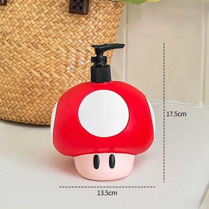 Vinyl Mushroom Soap Dispenser   Cute Mushroom‑Shaped Lotion Bottle with Black Pump