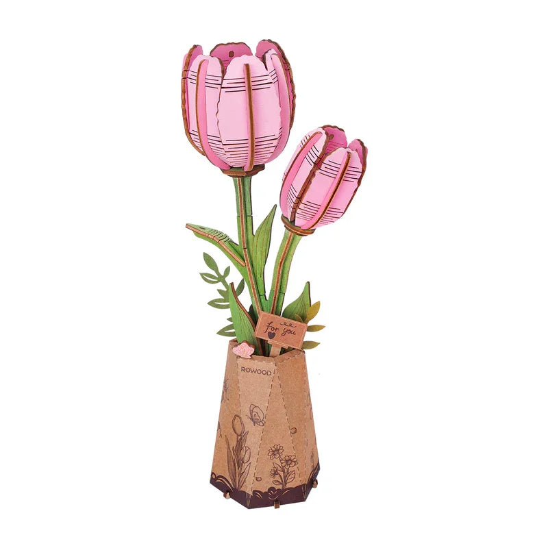 Robotime Rowood DIY Wooden Flower Bouquet Beautiful Hand-Make Gifts Eco-friend Materials 3D Wooden Puzzle for GirlFriends Decor