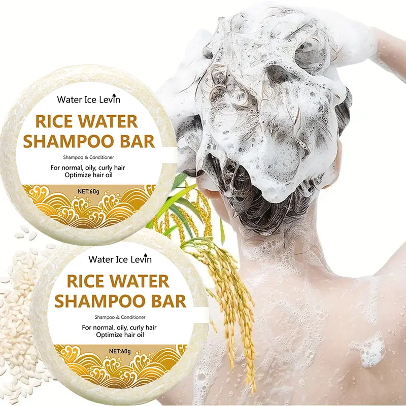 Organic Rice Shampoo Bar – Oil‑Free Rice Water Protein Soap for Hair Growth & Anti‑Loss Nourishing Care (60g)