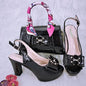 Doershow beautiful Italian shoe and bag set, featuring new shoes and matching bags from Italy in a stunning pink color, model HFG1-23.