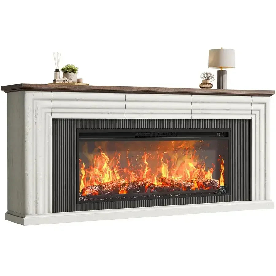 70" Farmhouse TV Stand with 42" Electric Fireplace