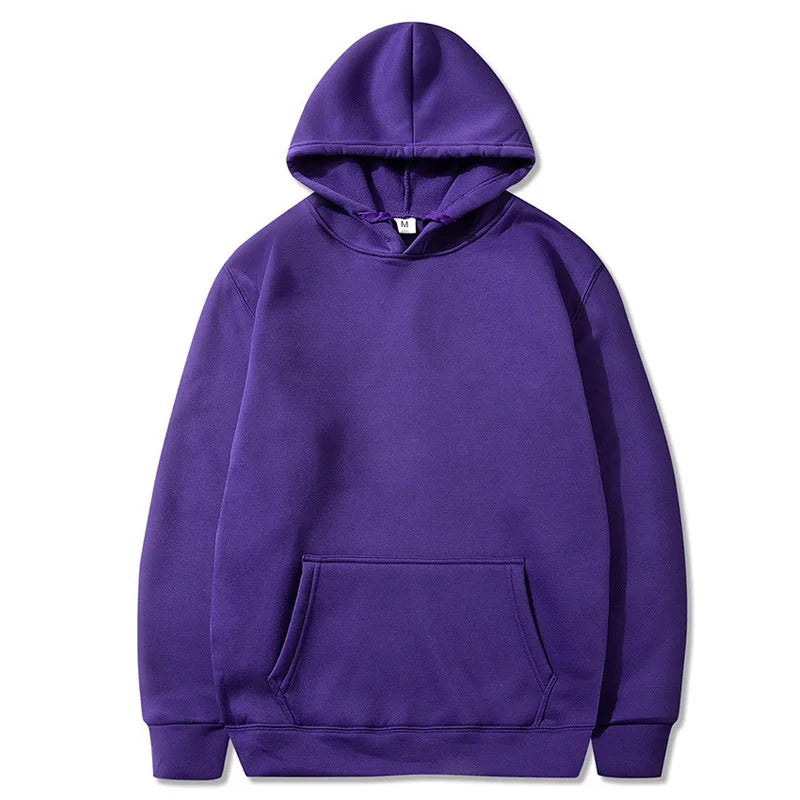 Men's and Women's Solid Color Pocket Hoodies: Fashionable, Casual, Sports Fitness Sweatshirts, Multi-Color Pullovers