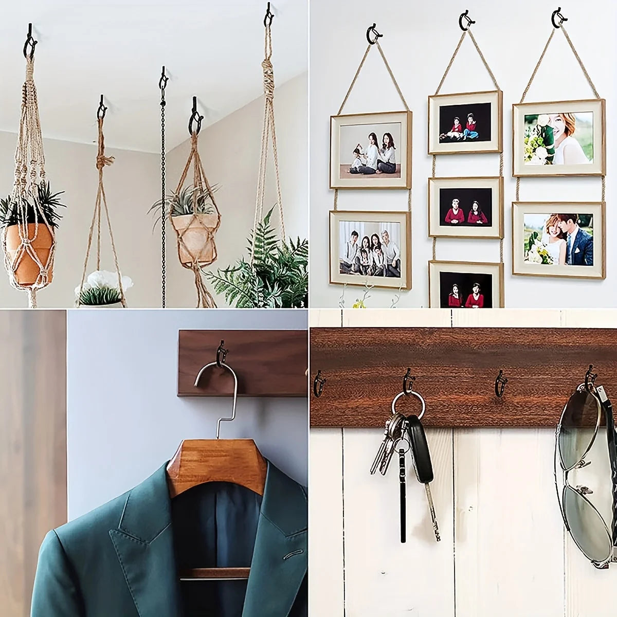 Hanger Hooks with Safety Buckle,Windproof Screw Hooks for Hanging Outdoor String Lights,Ceiling Hooks  Plants,Christmas Lights