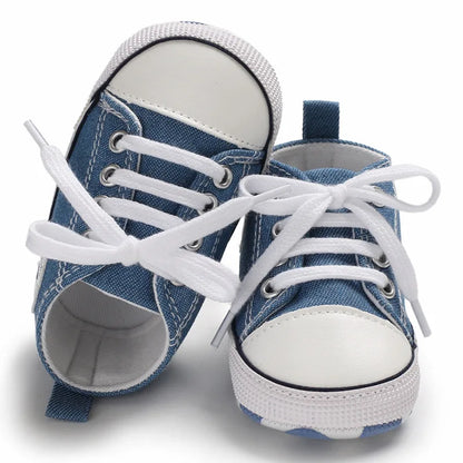Baby Classic Canvas Sports Shoes Gender Free First Pair of Toddler Baby Shoes Non Slip Soft Soles Newborn Baby Crib Shoes