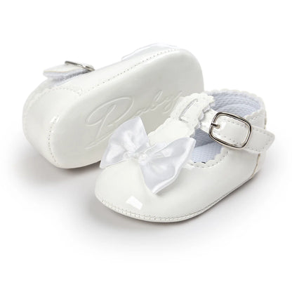 Baby Girls Classic Bowknot Rubber Sole Anti-slip PU Shoes
