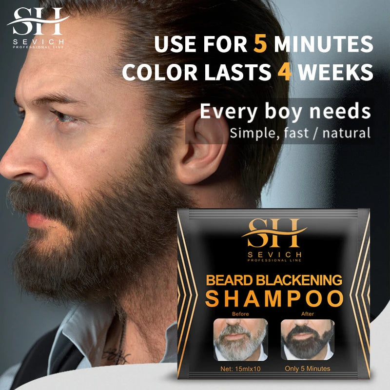 3‑Minute Black Beard Dye Cream – Fast Natural Beard Color Shampoo for Gray Coverage