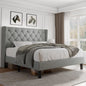Queen Size Platform Bed Frame with Button Tufted Headboard, Upholstered Bed Frame with Solid Wooden Slats, 8", Customized