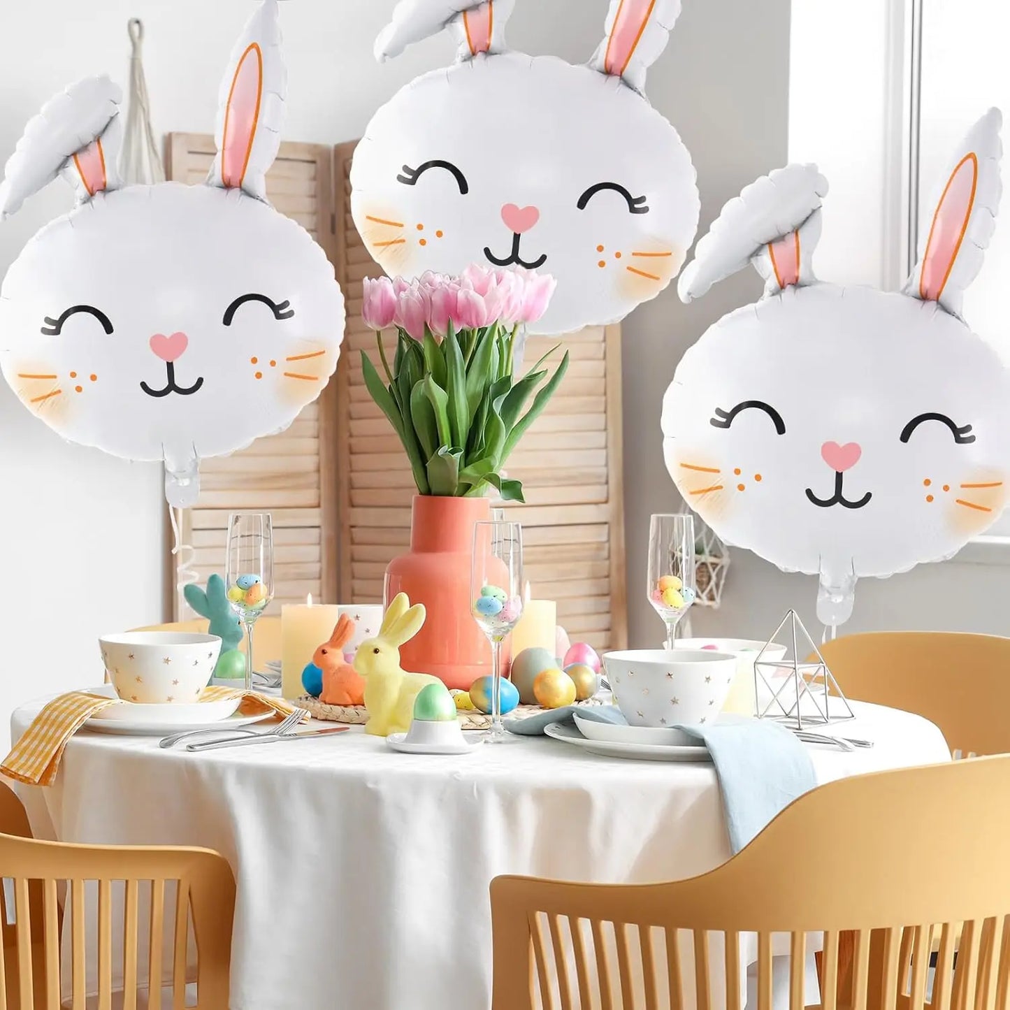 3/6Pcs Easter Rabbit Balloons, Giant Bunny Shaped Foil Balloons Happy Easter Balloon forEaster Party Decors Kids Birthday Party