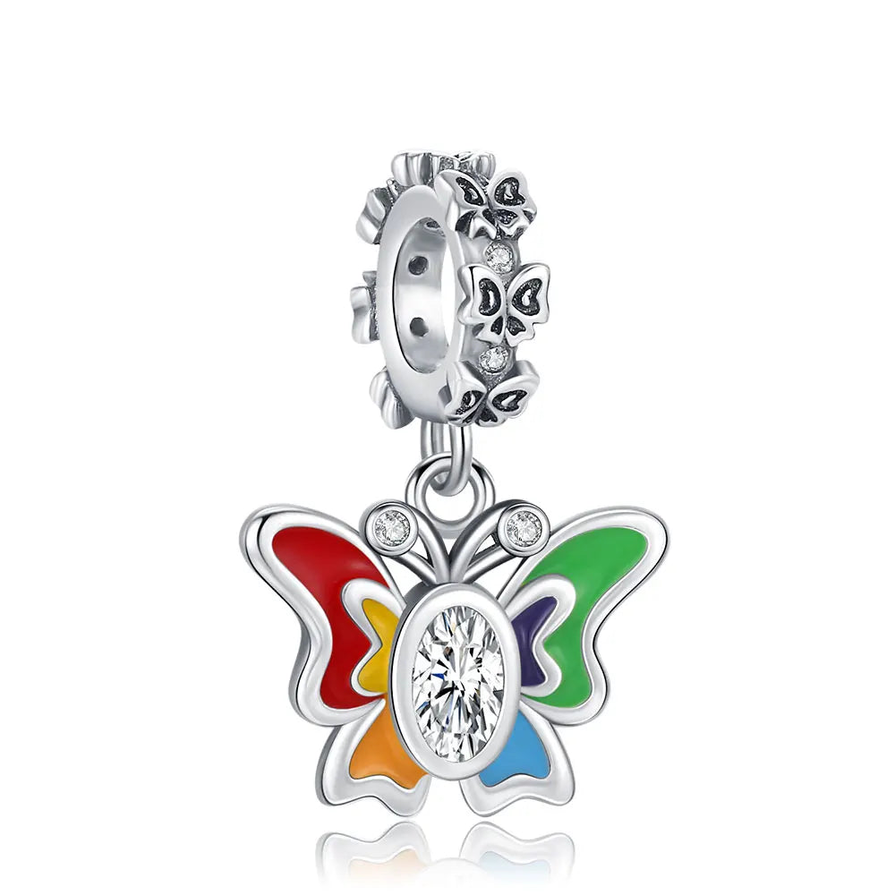 925 Sterling Silver Rainbow Heart Charm