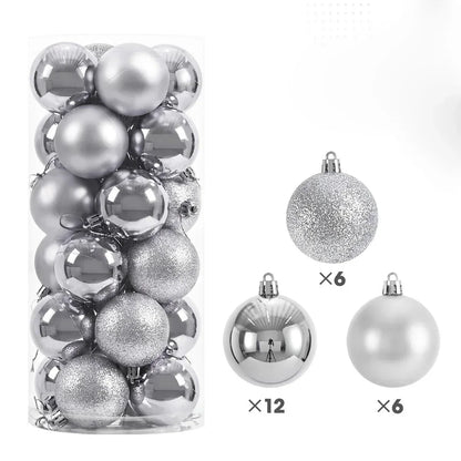 24Pcs 3/4/6CM Christmas Balls Big Ball Christmas Tree Pendant Ornaments for Party Decor 2025 New Year Navidad Gifts Accessory