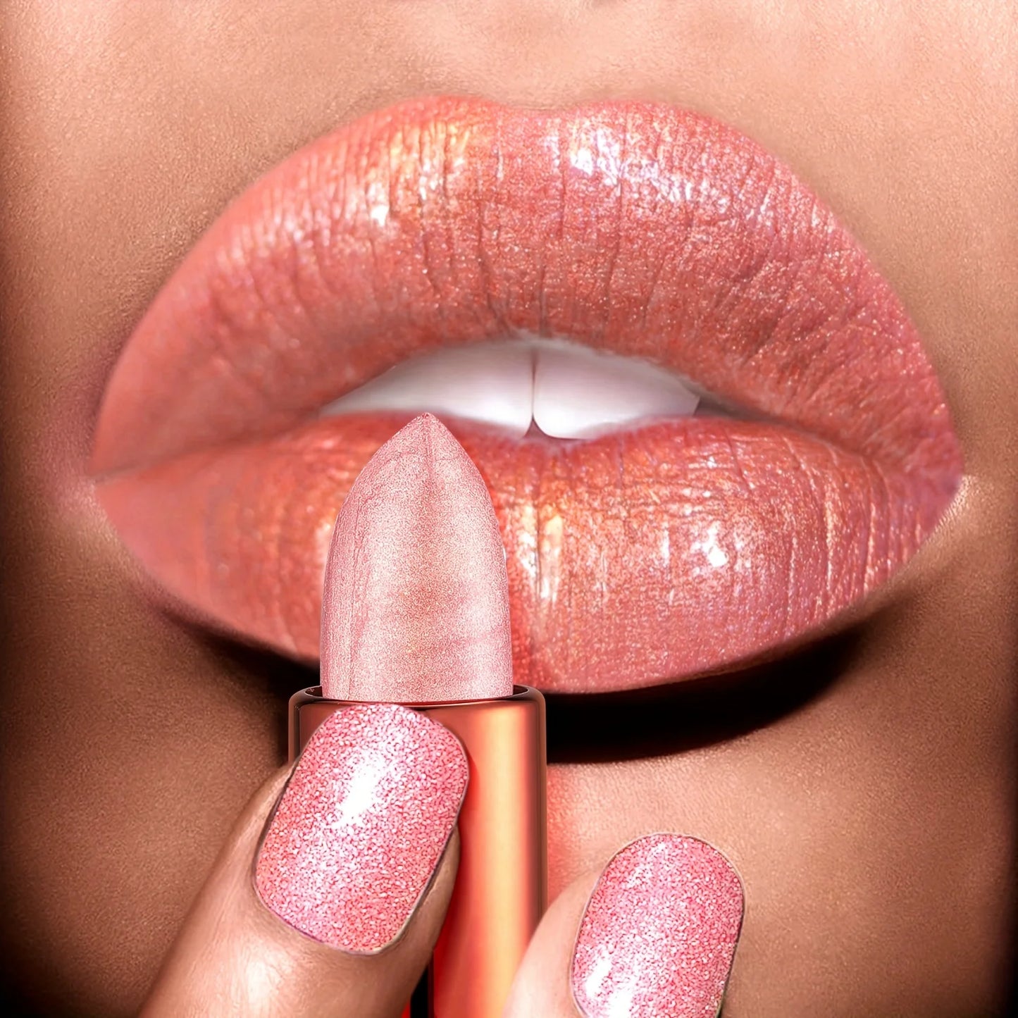 Rose smoke powder, bright starry sky, glossy velvet texture, durable, make your lips shiny, waterproof, anti-fouling.