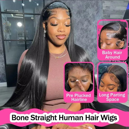 100% Vietnamese Human Hair Super Double‑Drawn Bone Straight Lace Frontal Wig (13×6 Glueless)