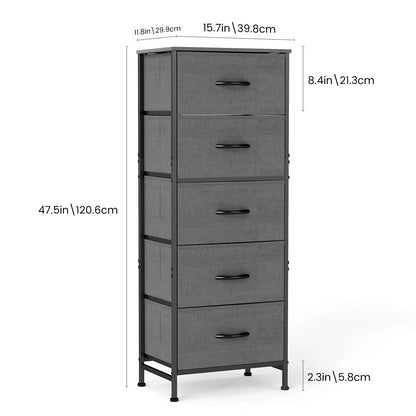 5‑Drawer Fabric Cabinet – 48" Living Room Storage