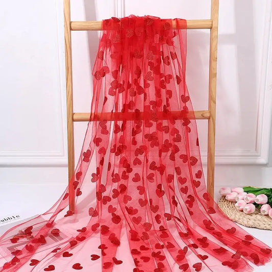Red Heart-shaped Mesh Tablecloth Perfect For Decorating Wedding Banquets Parties And Romantic Valentines Day Candlelight Dinners