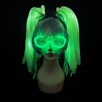 Disco Luminous Flashing Noodles Headband Light up Braid Headband Girl Women Bar Club Night Show Headwear Supplies