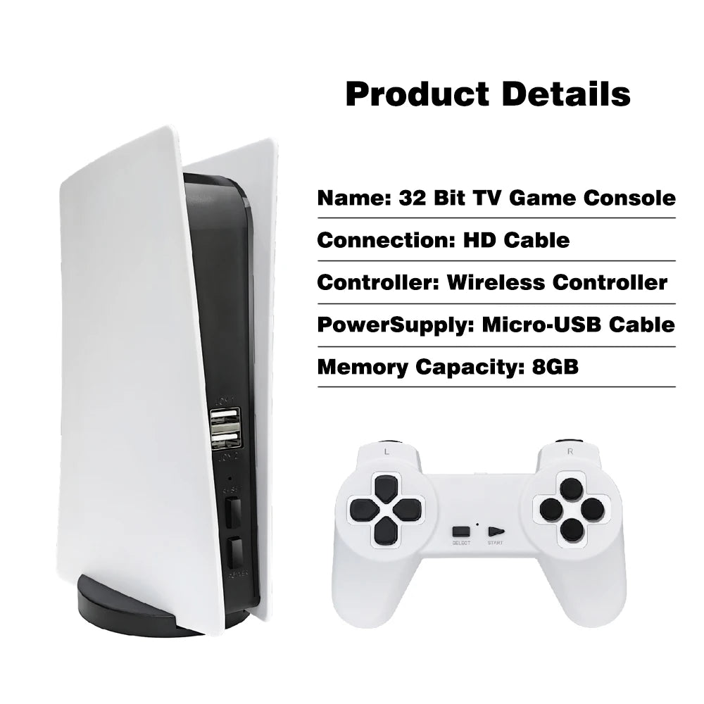 8G 32Bit GS5 Pro 4K HD Game Stick Mini TV Video Game Console Wireless Plug&Play Retro Classic Emulator Gamepad Toy Gift