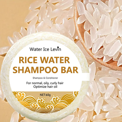 Organic Rice Shampoo Bar – Oil‑Free Rice Water Protein Soap for Hair Growth & Anti‑Loss Nourishing Care (60g)