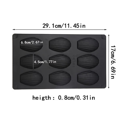 1/2‑Pack Silicone 9‑Cavity Madeleine Mold