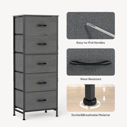5‑Drawer Fabric Cabinet – 48" Living Room Storage