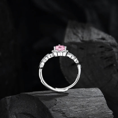 925 Sterling Silver Ring Pink Heart-shaped zirco luxury Opening Adjustable For Women Wedding Fine Jewelry Accessories Party Gift