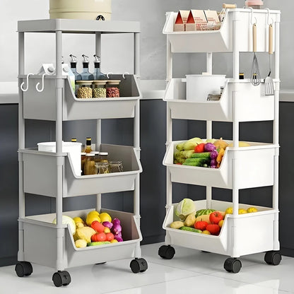 Mobile Kitchen Organizer Rack — Snack, Toy & Book Trolley w/ Wheels