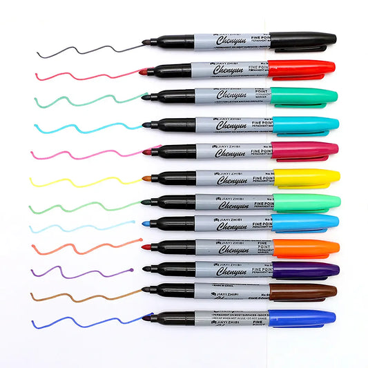 Fine Point Permanent Markers 12color set
