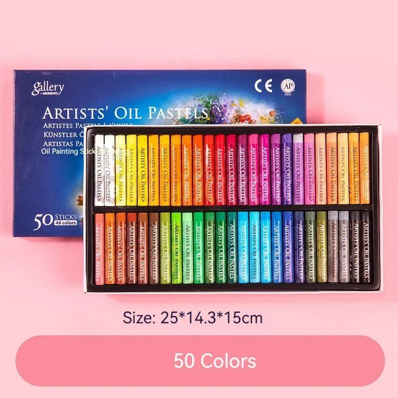 Oil Pastel Soft Stick Set – 25/50‑Color Artist Washable Non‑Toxic Round Pastels