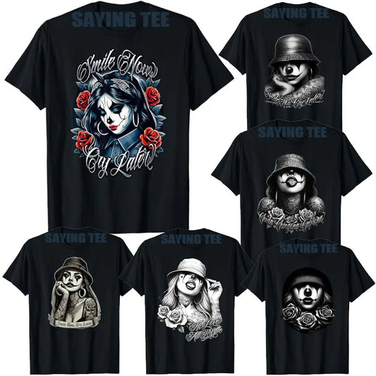 Chicana Payasa Clown Tee – Smile Now Cry Later Graphic Shirt