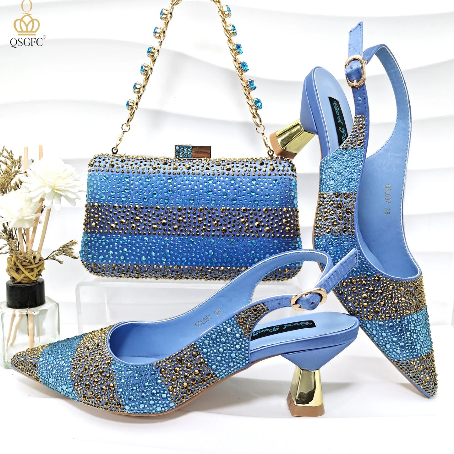 Italian Design Party Shoes with Matching Clutch Bag, Perfect for African Weddings and Women’s Heel Shoes and Bag Sets for Parties.