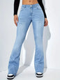 Women’s Flare Stretch Moustache Jeans – High‑Waist Gray Skinny Bell‑Bottom Denim Pants, Classic Y2K Punk Long Trousers