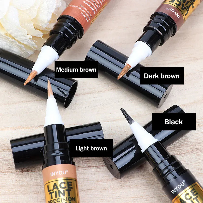 Lace Tint Pen Tinted Lace Precision Parting Pen Black Medium Dark Light Brown 5Ml 0.17Oz - Wig Lace Tint With Brush Applicatior