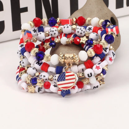 4th of July Independence Day St.Patrick’s Day Bracelets for Women Girls Charm Bracelet Beaded Stretch Bracelet