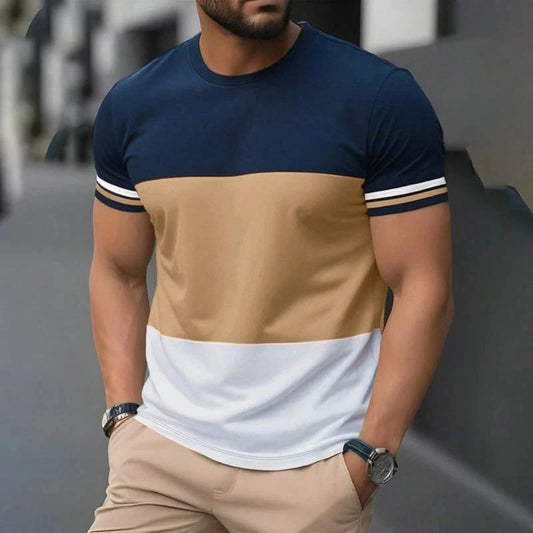 Summer new men's printed T-shirt round neck street Harajuku sports casual men's short sleeved plus size comfortable top