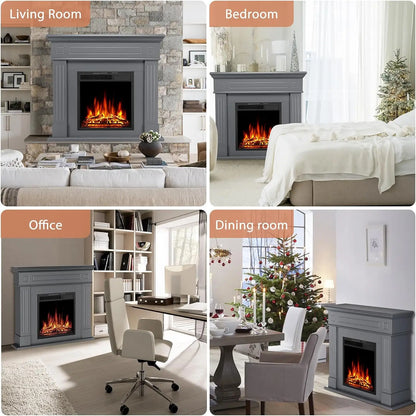 44" Electric Fireplace with Mantel & LED Log Insert