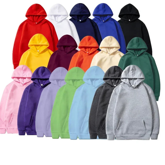 Men's and Women's Solid Color Pocket Pullover Hoodies