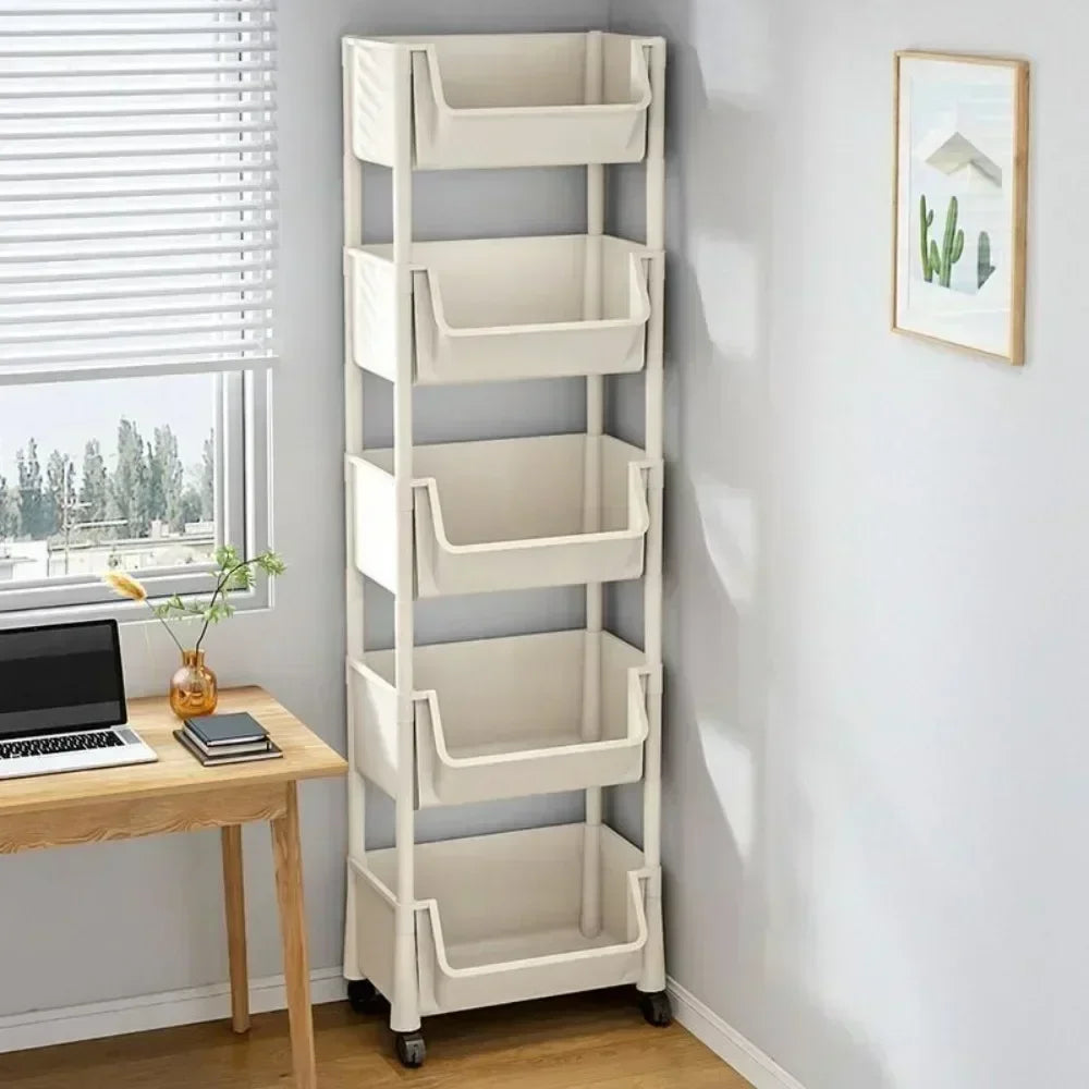 Slim Kitchen Corner Storage Rack — Multi‑Layer Narrow Bookshelf