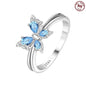 925 Sterling Silver Inlaid Full With Colorful Zirconium Butterfly Rings For Wedding Engagement Silver Rings Jewelry