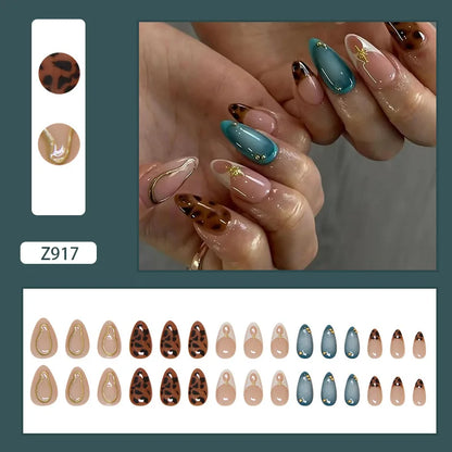 24pcs White Flower Fake Press on Nail Tips Yellow Pink Blush Full Cover Almond Shaped
