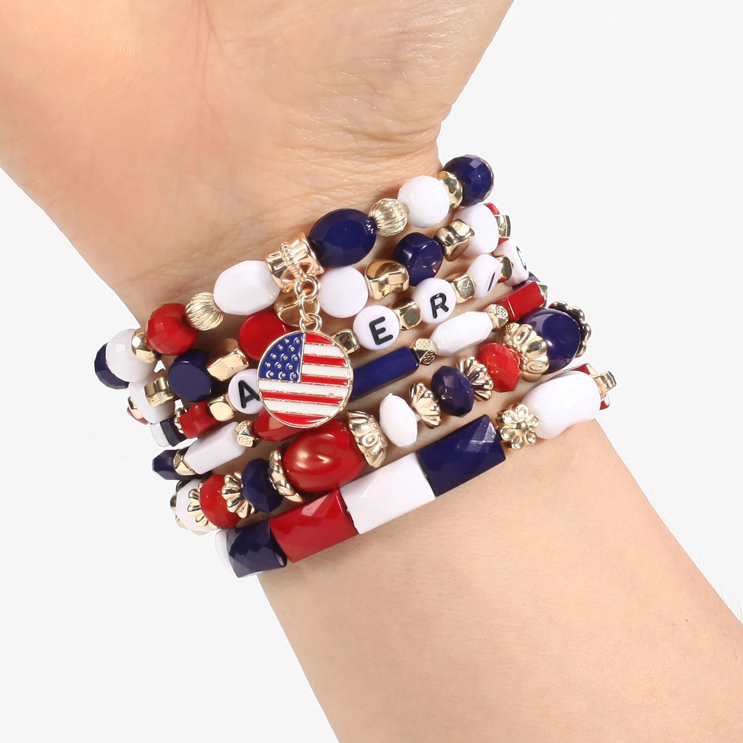 4th of July Independence Day St.Patrick’s Day Bracelets for Women Girls Charm Bracelet Beaded Stretch Bracelet