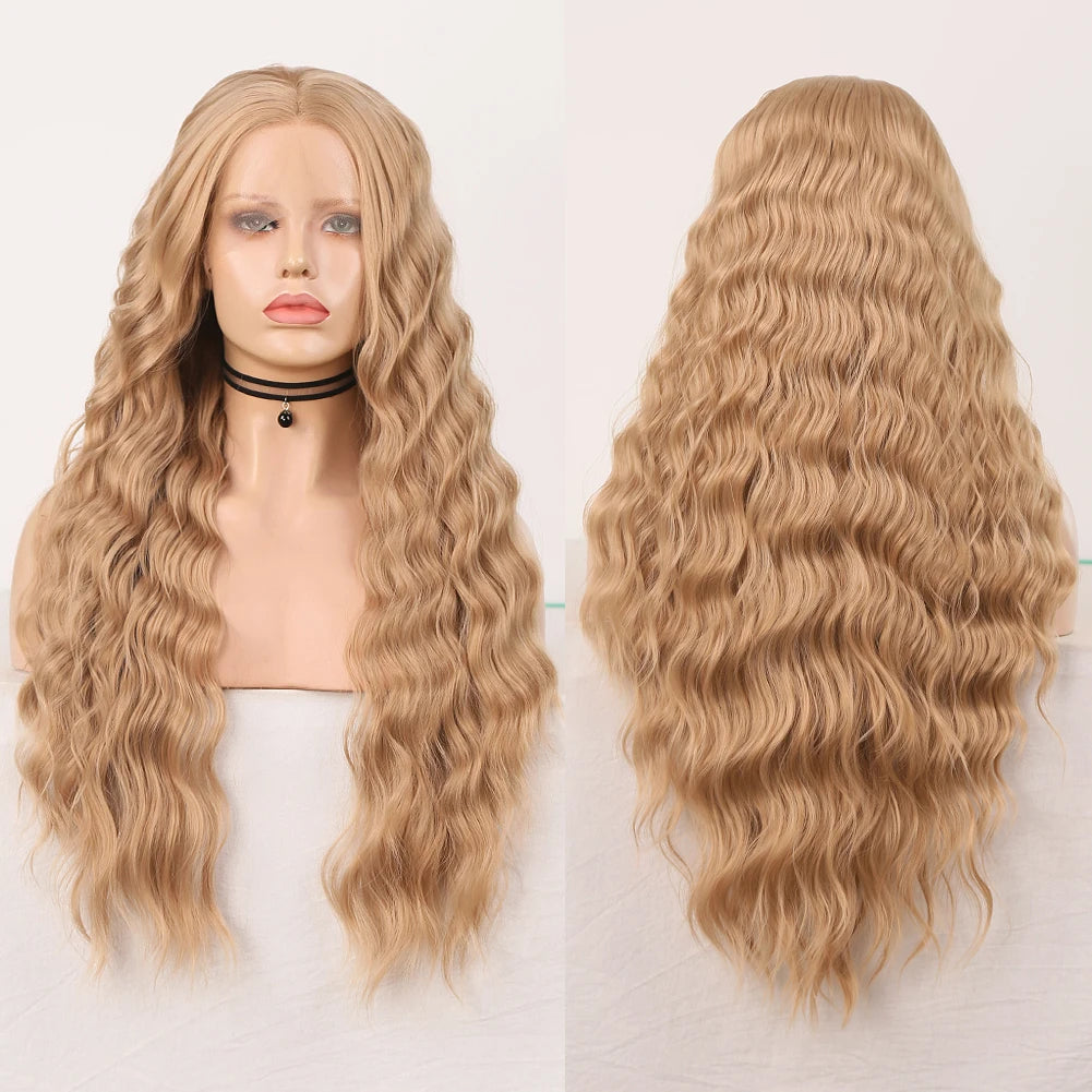 AIMEYA Synthetic Lace Front Wigs for Women Natural Hairline Long Brown Wig Pre Plucked Cosplay