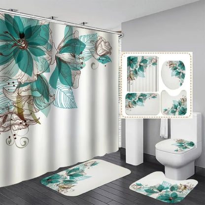Purple Rose Shower Curtain Polyester Bath Curtain Set 3D Print 180x180 Bathroom Curtain Colorful Flowers Home Decor Dropshipping