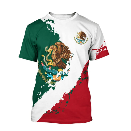 Mexico T-Shirts Mexican Flag 3D Print Streetwear Men Women Fashion Oversized Short Sleeve T Shirt Kids Tees Tops Clothing