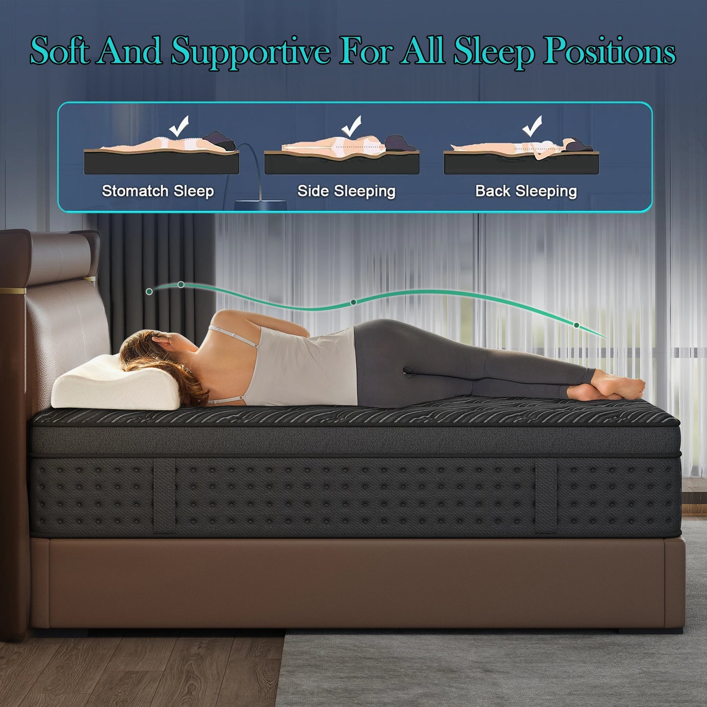 12/14" Hybrid Mattress — Memory Foam + Springs, Multiple Sizes LayRoad