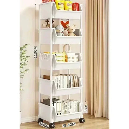 Mobile Multi‑Layer Bookshelf & Bathroom Trolley w/ Wheels